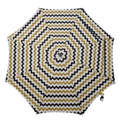 Black And Gold Glitters Zigzag Retro Pattern Golden Metallic Texture Hook Handle Umbrellas (small) by genx