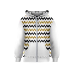 Black And Gold Glitters Zigzag Retro Pattern Golden Metallic Texture Kids  Zipper Hoodie by genx