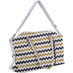 Black And Gold Glitters Zigzag Retro Pattern Golden Metallic Texture Canvas Crossbody Bag by genx