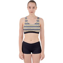 Black And Gold Glitters Zigzag Retro Pattern Golden Metallic Texture Work It Out Gym Set by genx