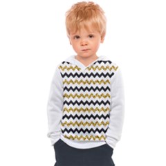 Black And Gold Glitters Zigzag Retro Pattern Golden Metallic Texture Kids  Overhead Hoodie by genx