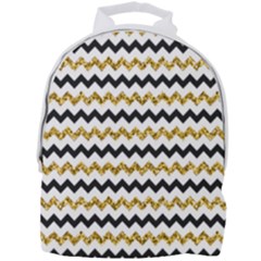 Black And Gold Glitters Zigzag Retro Pattern Golden Metallic Texture Mini Full Print Backpack by genx