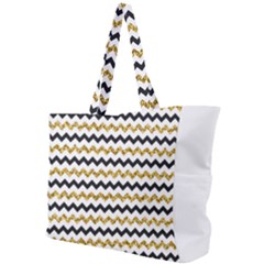 Black And Gold Glitters Zigzag Retro Pattern Golden Metallic Texture Simple Shoulder Bag by genx