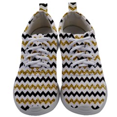 Black And Gold Glitters Zigzag Retro Pattern Golden Metallic Texture Mens Athletic Shoes by genx