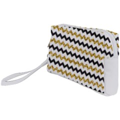 Black And Gold Glitters Zigzag Retro Pattern Golden Metallic Texture Wristlet Pouch Bag (small) by genx