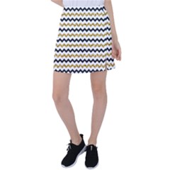 Black And Gold Glitters Zigzag Retro Pattern Golden Metallic Texture Tennis Skirt by genx