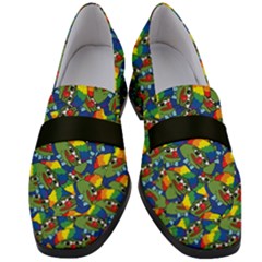 Clown World Pepe The Frog Honkhonk Meme Kekistan Funny Pattern Blue  Women s Chunky Heel Loafers by snek