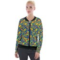 Clown World Pepe The Frog Honkhonk Meme Kekistan Funny Pattern Blue  Velour Zip Up Jacket View1