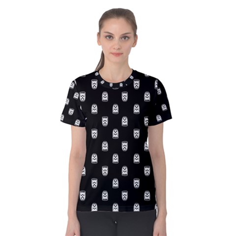 Sketchy Cartoon Ghost Drawing Motif Pattern Women s Cotton Tee by dflcprintsclothing