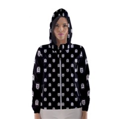 Sketchy Cartoon Ghost Drawing Motif Pattern Women s Hooded Windbreaker by dflcprintsclothing