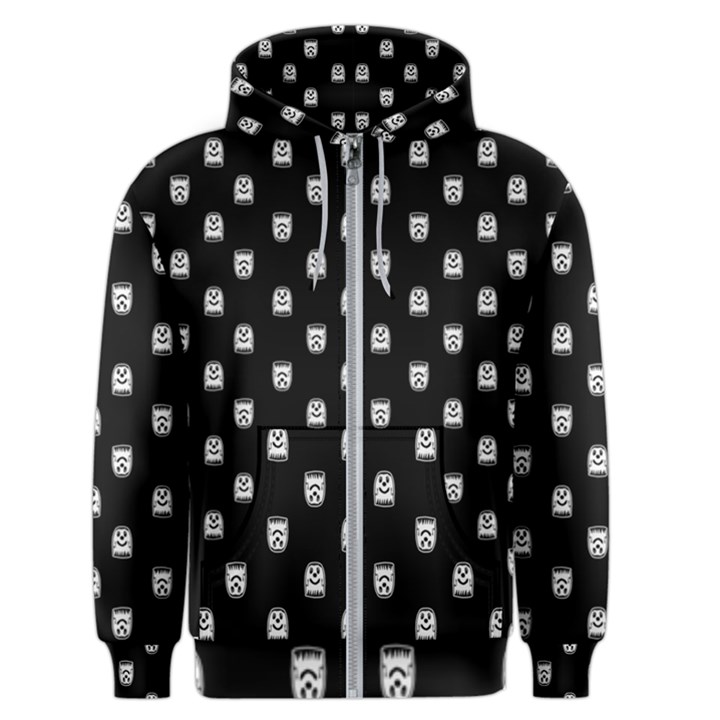 Sketchy Cartoon Ghost Drawing Motif Pattern Men s Zipper Hoodie