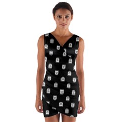 Sketchy Cartoon Ghost Drawing Motif Pattern Wrap Front Bodycon Dress by dflcprintsclothing