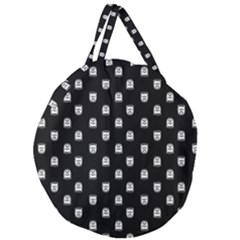 Sketchy Cartoon Ghost Drawing Motif Pattern Giant Round Zipper Tote