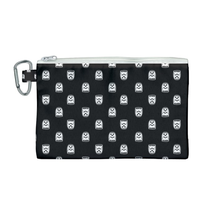 Sketchy Cartoon Ghost Drawing Motif Pattern Canvas Cosmetic Bag (Medium)