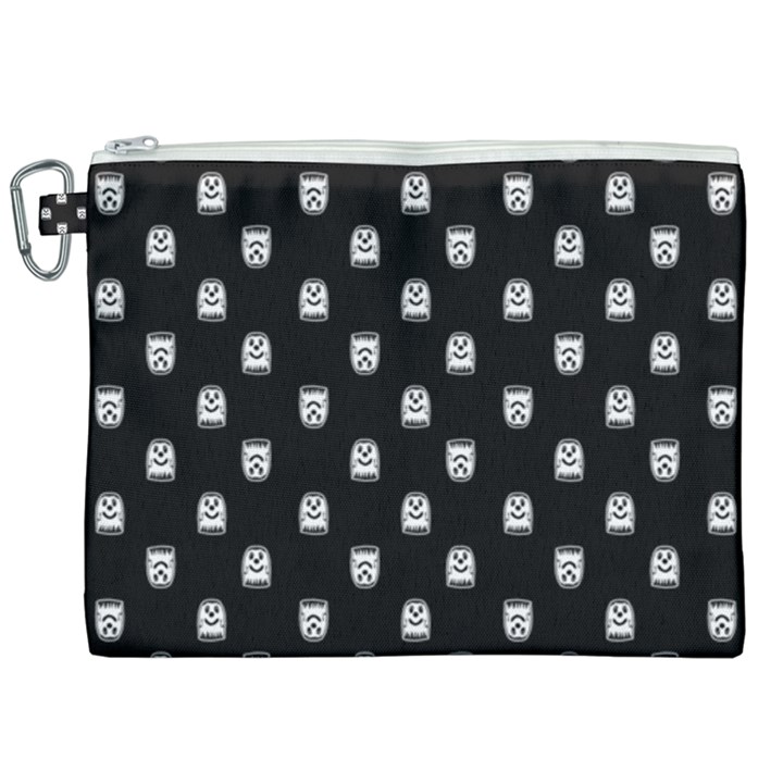 Sketchy Cartoon Ghost Drawing Motif Pattern Canvas Cosmetic Bag (XXL)