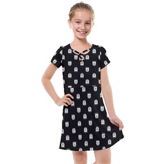 Sketchy Cartoon Ghost Drawing Motif Pattern Kids  Cross Web Dress by dflcprintsclothing