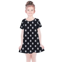 Sketchy Cartoon Ghost Drawing Motif Pattern Kids  Simple Cotton Dress by dflcprintsclothing