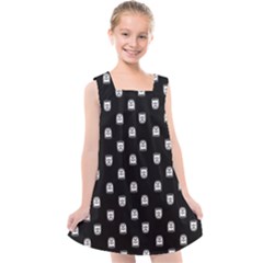 Sketchy Cartoon Ghost Drawing Motif Pattern Kids  Cross Back Dress by dflcprintsclothing