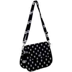 Sketchy Cartoon Ghost Drawing Motif Pattern Saddle Handbag by dflcprintsclothing