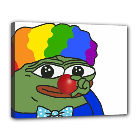 Clown World Pepe The Frog Honkhonk Meme Kekistan Funny Canvas 14  X 11  (stretched) by snek