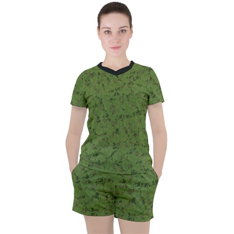 Groyper Pepe The Frog Original Meme Funny Kekistan Green Pattern Women s Mesh Tee And Shorts Set by snek