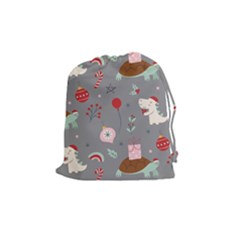 Funny Christmas Pattern Drawstring Pouch (medium) by Vaneshart