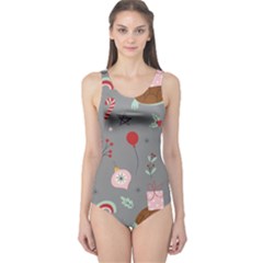 Funny Christmas Pattern One Piece Swimsuit by Vaneshart