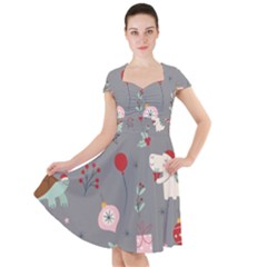 Funny Christmas Pattern Cap Sleeve Midi Dress by Vaneshart