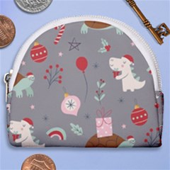 Funny Christmas Pattern Horseshoe Style Canvas Pouch