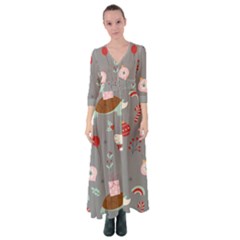 Funny Christmas Pattern Button Up Maxi Dress by Vaneshart