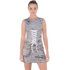 Sand Abstract Lace Up Front Bodycon Dress by Fractalsandkaleidoscopes