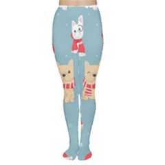 Cute French Bulldog Puppy Dog Christmas Costume Seamless Pattern Tights by Vaneshart