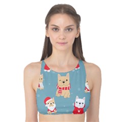 Cute French Bulldog Puppy Dog Christmas Costume Seamless Pattern Tank Bikini Top by Vaneshart