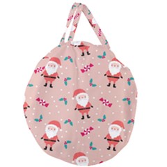 Cute Christmas Santa Seamless Pattern Giant Round Zipper Tote by Vaneshart