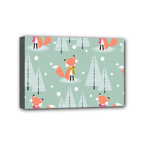 Cute Fox Christmas Winter Seamless Pattern Mini Canvas 6  X 4  (stretched)