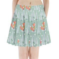 Cute Fox Christmas Winter Seamless Pattern Pleated Mini Skirt by Vaneshart