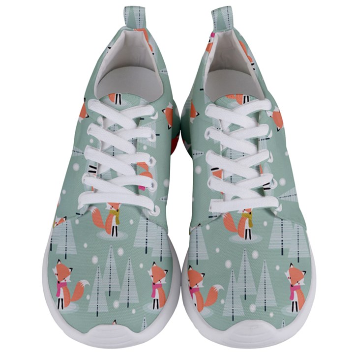 Cute Fox Christmas Winter Seamless Pattern Men s Lightweight Sports Shoes