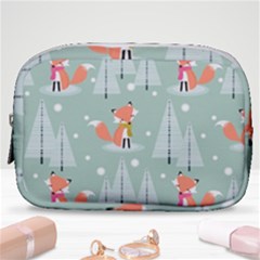 Cute Fox Christmas Winter Seamless Pattern Make Up Pouch (small) by Vaneshart