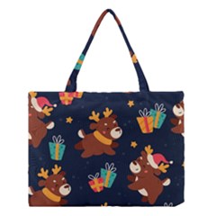 Colorful Funny Christmas Pattern Medium Tote Bag by Vaneshart