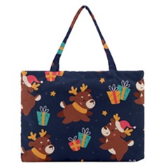 Colorful Funny Christmas Pattern Zipper Medium Tote Bag by Vaneshart