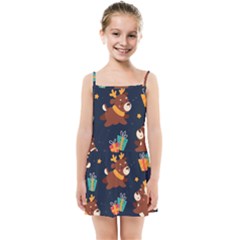 Colorful Funny Christmas Pattern Kids  Summer Sun Dress