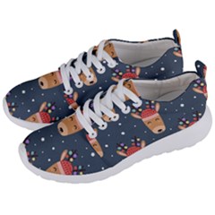 Cute Deer Heads Seamless Pattern Christmas Men s Lightweight Sports Shoes by Vaneshart