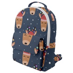 Cute Deer Heads Seamless Pattern Christmas Flap Pocket Backpack (small) by Vaneshart