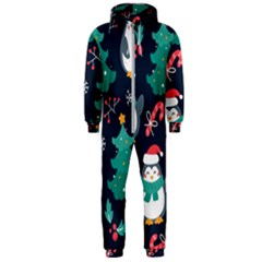 Colorful Funny Christmas Pattern Hooded Jumpsuit (men)  by Vaneshart