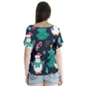 Colorful Funny Christmas Pattern V-Neck Flutter Sleeve Top View2