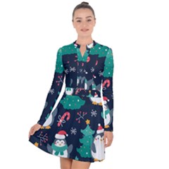 Colorful Funny Christmas Pattern Long Sleeve Panel Dress by Vaneshart