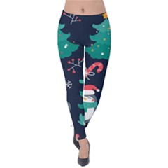 Colorful Funny Christmas Pattern Velvet Leggings by Vaneshart