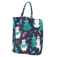 Colorful Funny Christmas Pattern Giant Grocery Tote