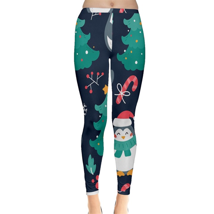 Colorful Funny Christmas Pattern Inside Out Leggings