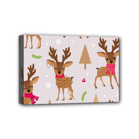 Christmas Seamless Pattern With Reindeer Mini Canvas 6  X 4  (stretched) by Vaneshart